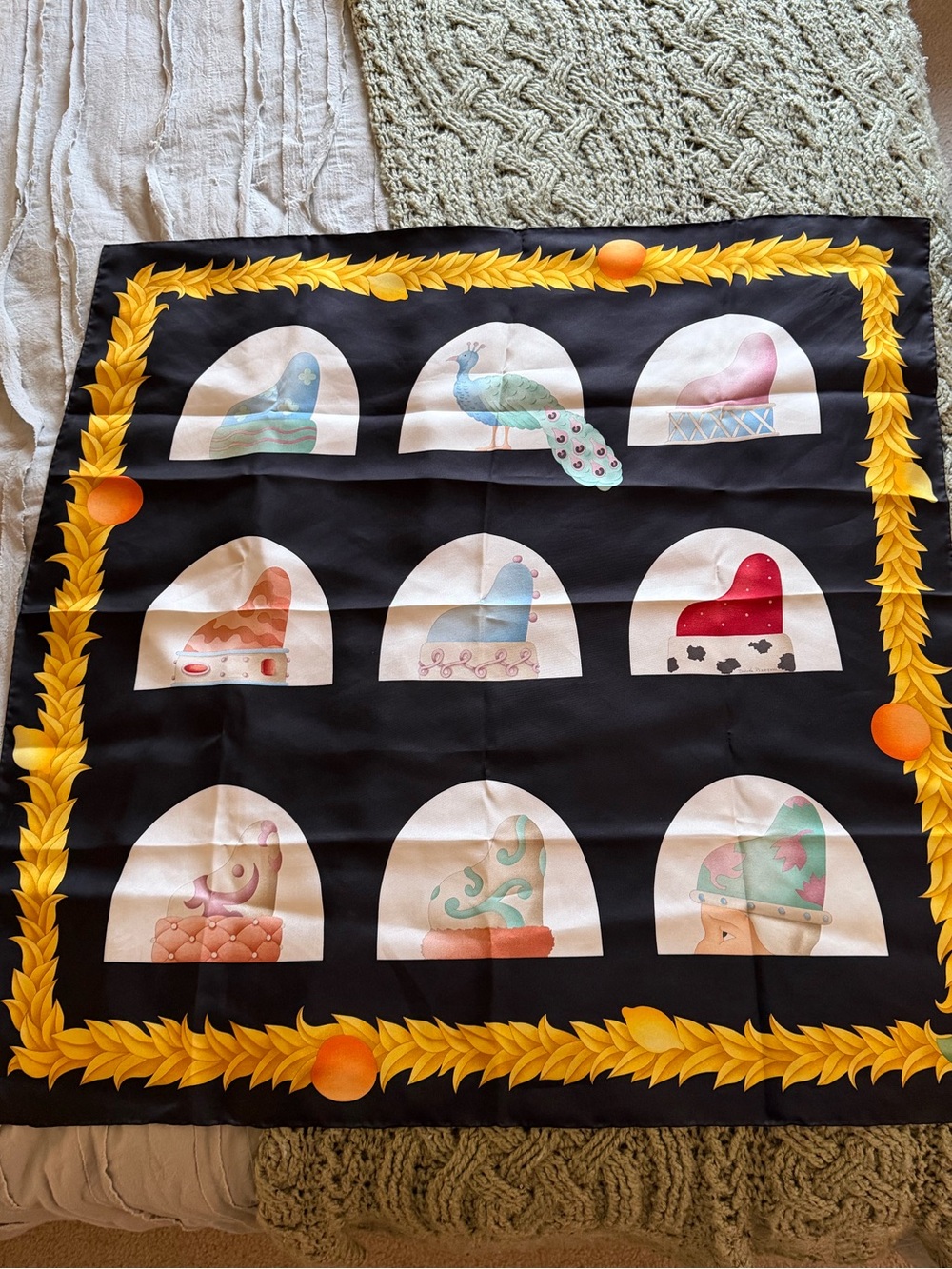 Vintage BVLGARI 100% Italian Silk Scarf by David Pizzigoni | Luxury Designer